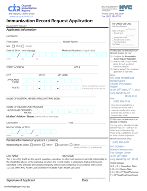 New York Immunization Record Request Application
