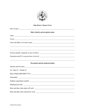 Ship Master’s Report Form