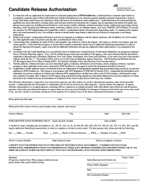 Candidate Release Authorization