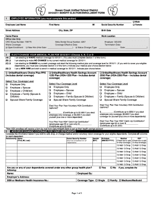 Queen Creek Unified School District Benefit Election Form
