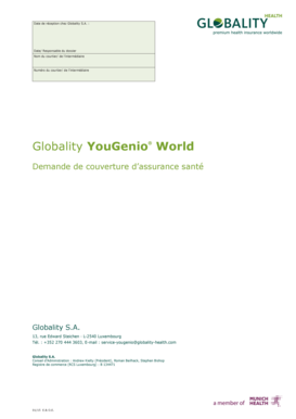 Demande de couverture d’assurance santé Globality YouGenio® World