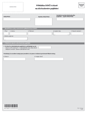 Czech Republic Self-Employed Pension Insurance Registration Form