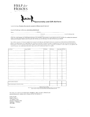 UK Gift Aid Sponsorship Form
