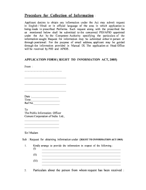 Right to Information Act Application Form