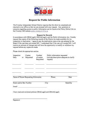 Request for Public Information Form
