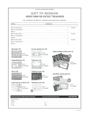 United Methodist Women Gift to Mission Order Form