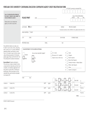 Portland State University Continuing Education Registration Form