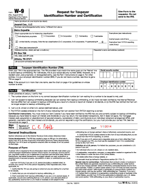 IRS Form W-9 Request for Taxpayer Identification Number and Certification