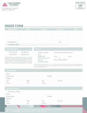 Laser Institute of America Membership Order Form