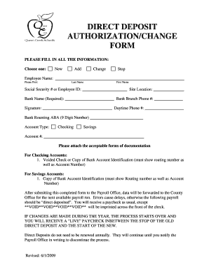Direct Deposit Authorization Form