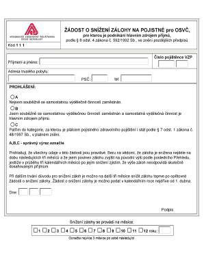 Request for Reduction of Health Insurance Advance Payment for Self-Employed