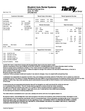 Bluebird Auto Rental Agreement