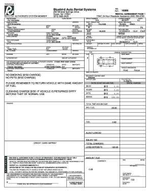 Bluebird Auto Rental Agreement