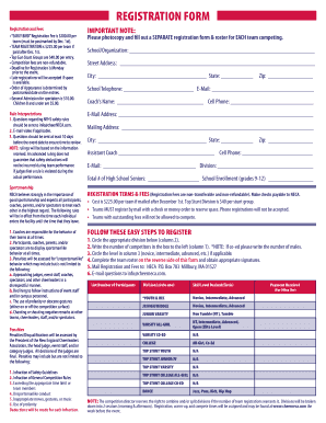 NECA Cheerleading Competition Registration Form