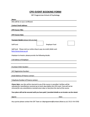 CPD EVENT BOOKING FORM - Compassionate Mind Training - compassionatemind co