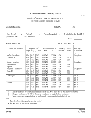 Cost proposal example