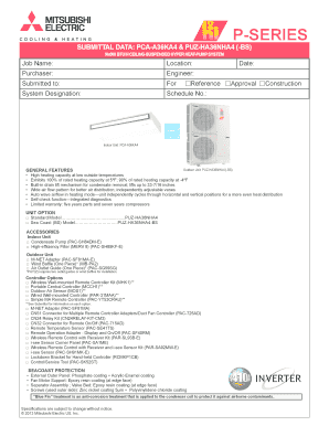 Mitsubishi Electric Hyper Heat Pump System Submittal Form