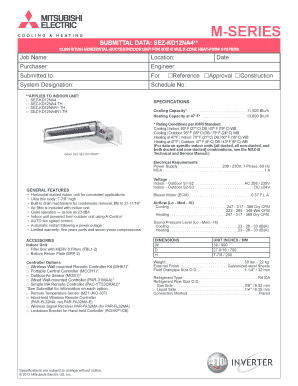 Mitsubishi SEZ-KD12NA4 Indoor Unit Submittal Form