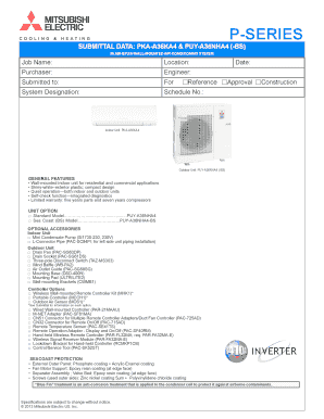 Mitsubishi Electric Air-Conditioning System Submittal Form