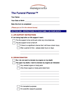 Funeral Planner Form