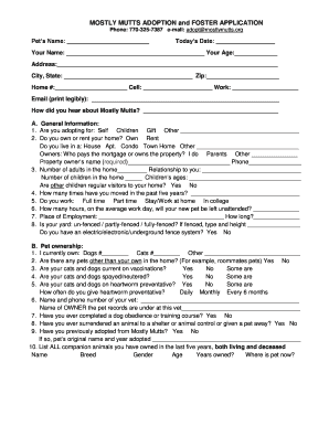 Mostly Mutts Adoption and Foster Application