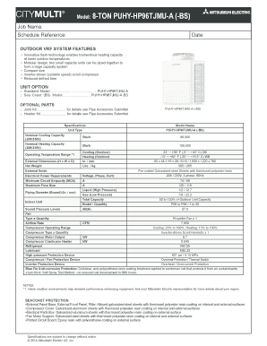 Mitsubishi Electric VRF System Specification Form