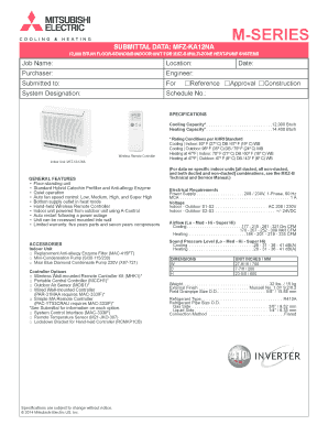 Mitsubishi Multi-Zone Heat Pump Submittal Form