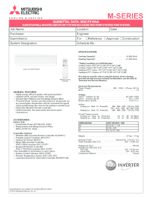 Mitsubishi MSZ-FE18NA Heat Pump Submittal Form