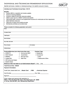 SBCA Individual and Technician Membership Application