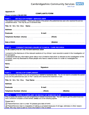 Healthcare Complaints Form
