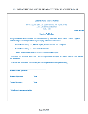 Student Extracurricular Activities Pledge