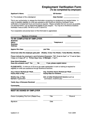 Employment Verification Form