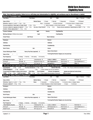 Child Care Assistance Eligibility Form