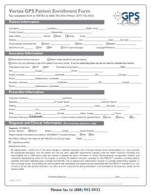Vertex GPS Patient Enrollment Form