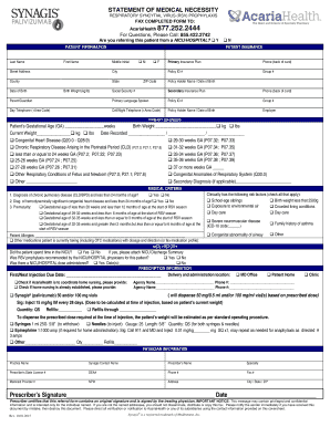 Statement of Medical Necessity for RSV Prophylaxis