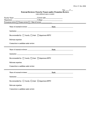 External Reviewer Form for Tenure and Promotion Reviews