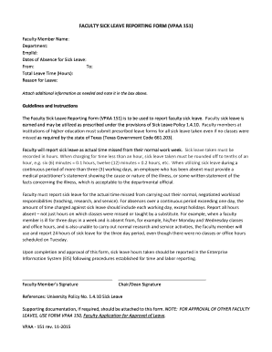 Faculty Sick Leave Reporting Form