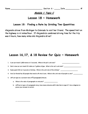 Lesson 18 Homework: Finding a Rate by Dividing Two Quantities
