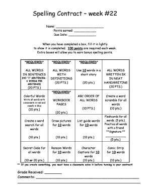 Spelling Contract Template
