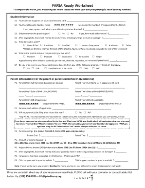FAFSA Ready Worksheet