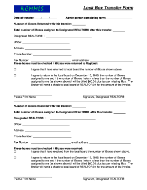 Lock Box Transfer Form