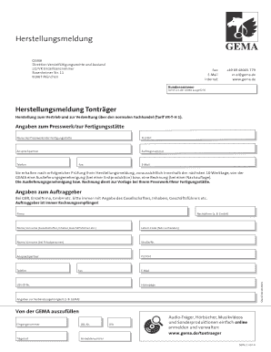 Herstellungsmeldung Tonträger