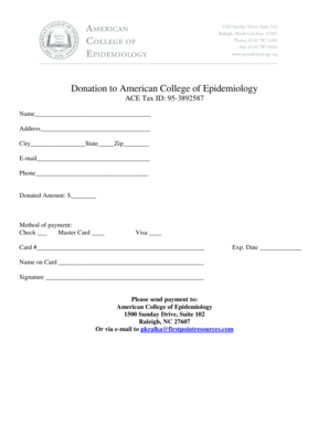 Donation Form for American College of Epidemiology