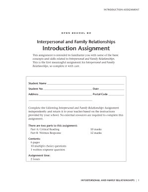 Interpersonal and Family Relationships Assignment