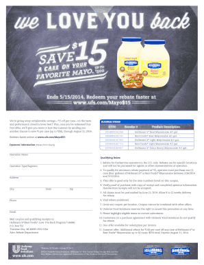 Hellmann’s/Best Foods Mayonnaise Rebate Form