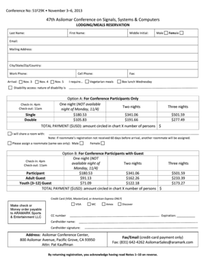 How to fill out a cvs money order - HotelReg PRINTED VERSION 6 Asilomar eddoc - asilomarssc