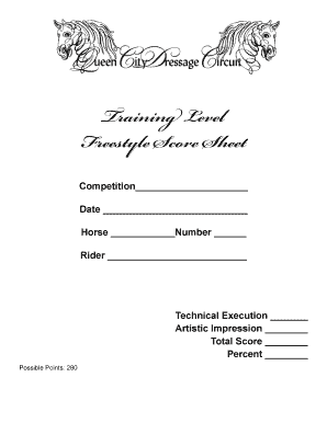 Training Level Freestyle Score Sheet