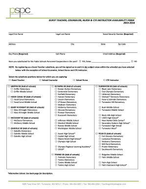 Fillable Online Guest Teacher Availability Form - ESD 113 Fax Email ...