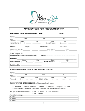 Application for Program Entry