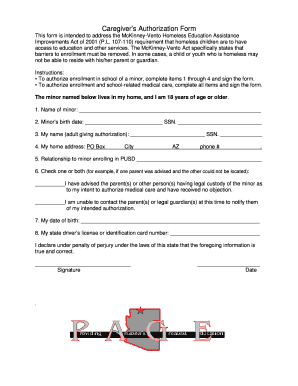 Caregiver's Authorization Form
